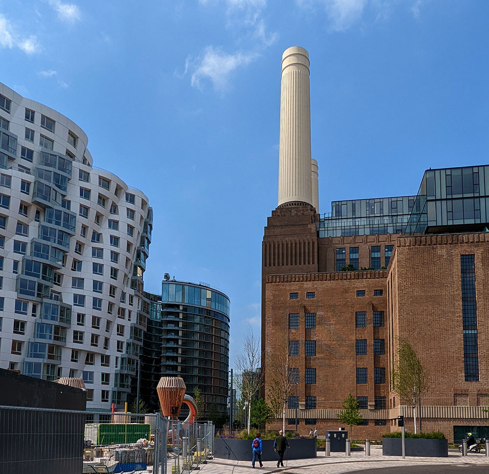 Battersea Power Station and the Ghery Building known as Prospect Place