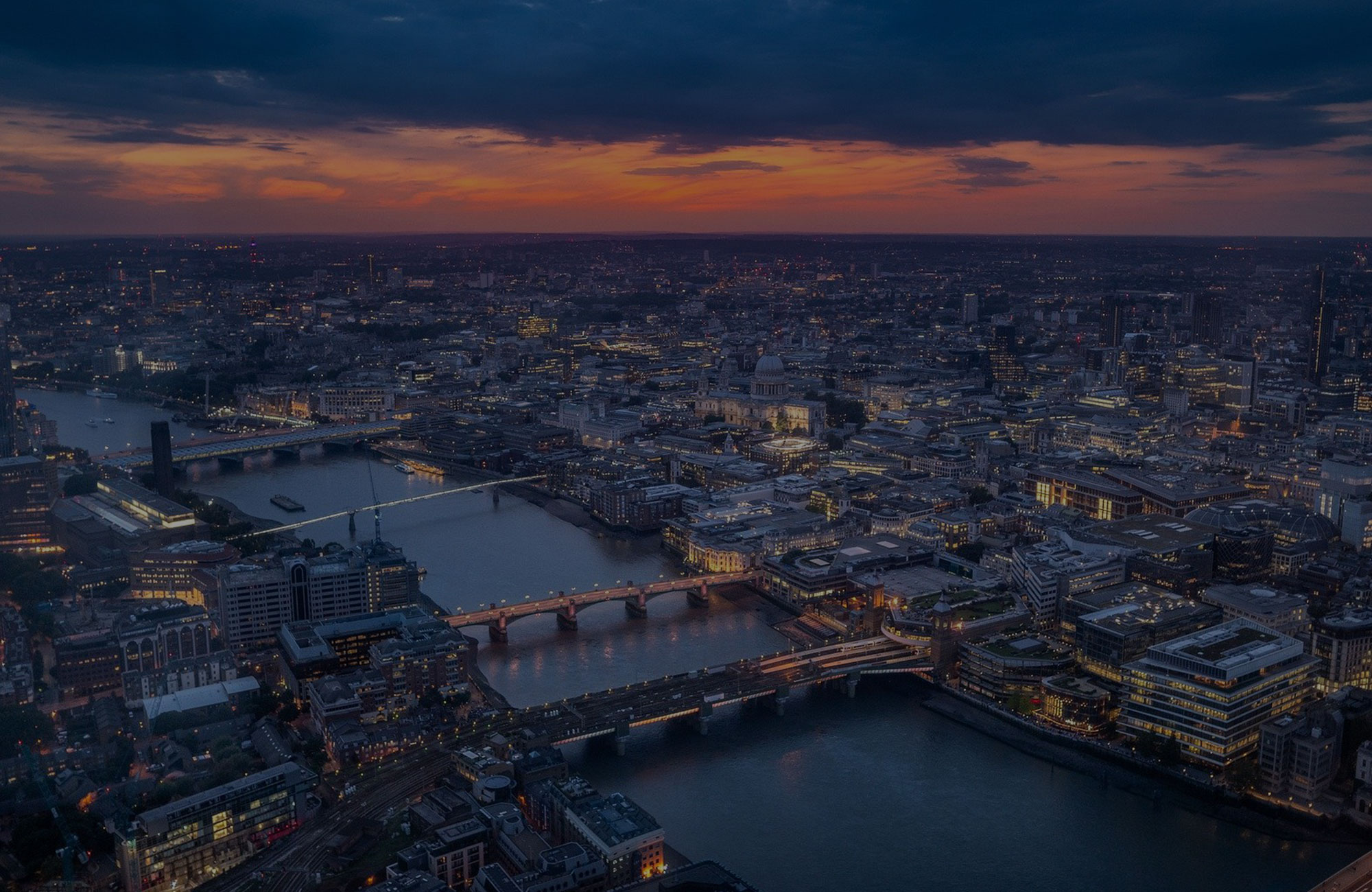 A view of the River Thames in Central London at Night